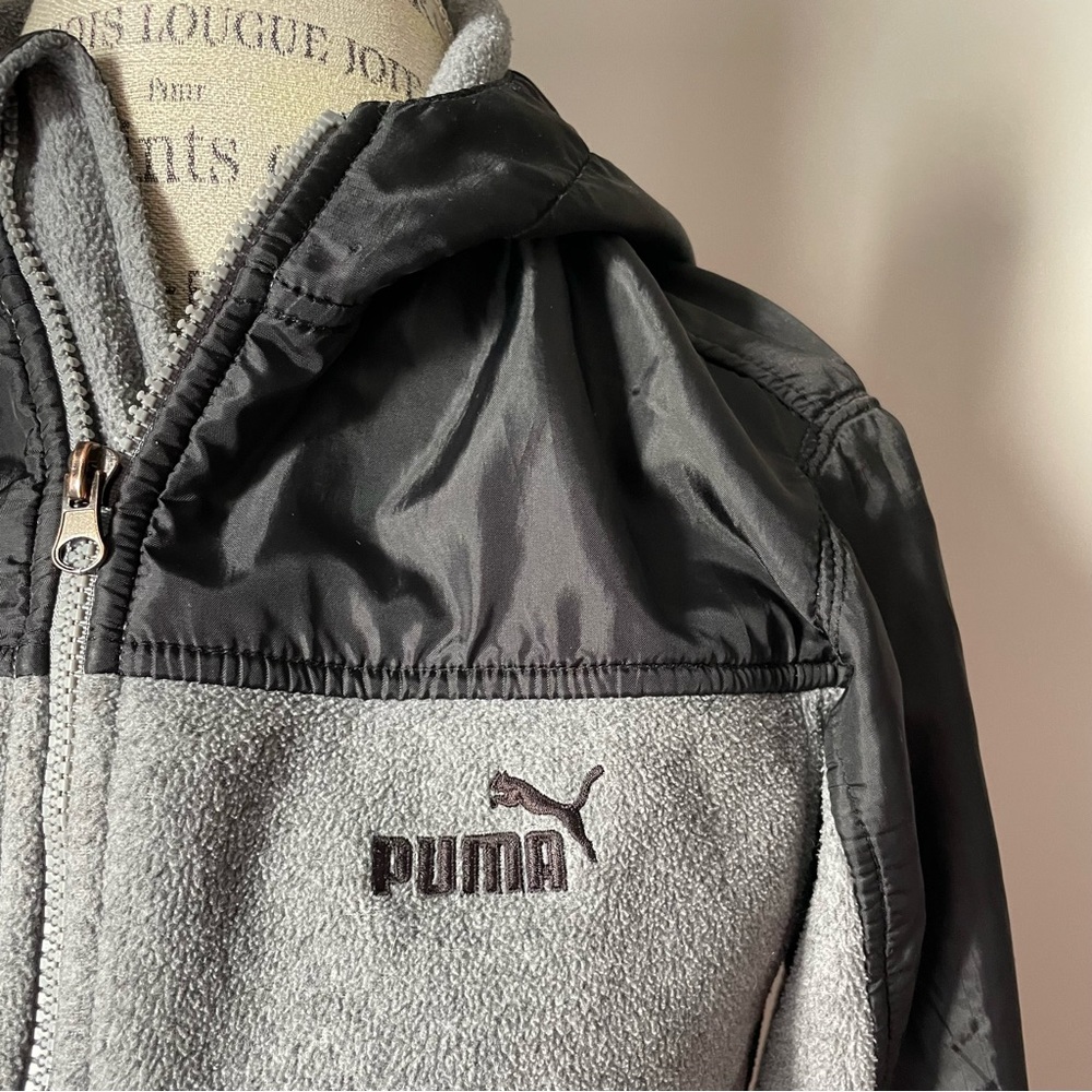 Puma grey gray and black hooded zip up jacket